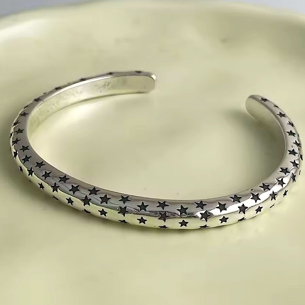 Silver Stackable Star Irregular Bangle Bracelet S… - image 5